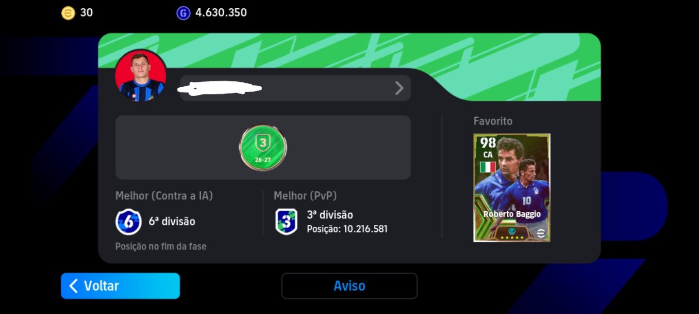 Conta efootball com baggio raro e antigo!