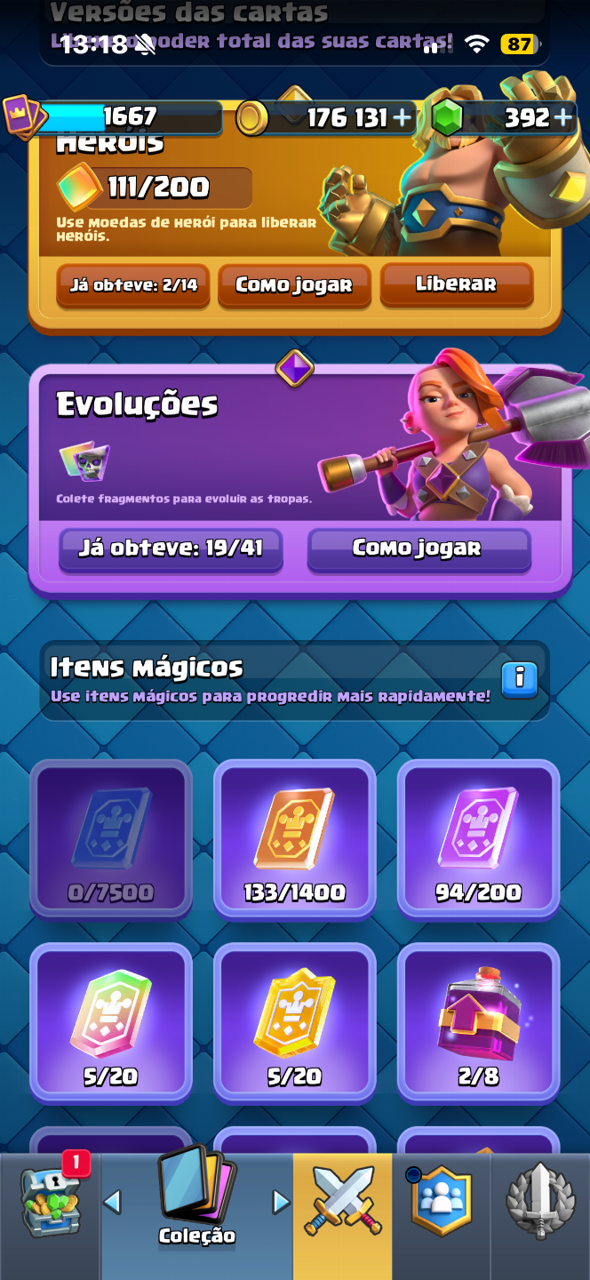 CONTA CLASH ROYALE LEVEL 15 - 10529 TROFEUS - DECK LOGBAIT MAXIMIZADO LEVEL 16