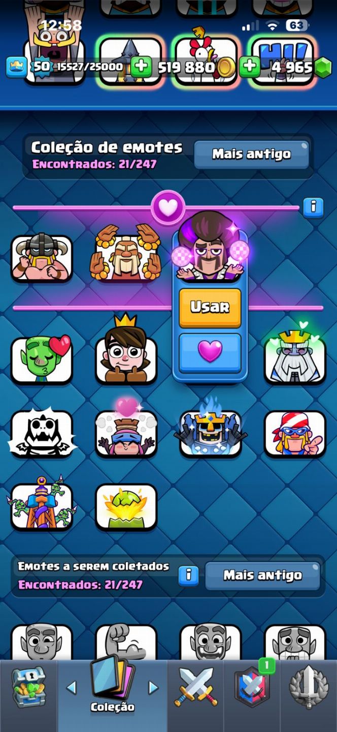 Conta de Clash Royale com quase todas as cartas, 8,3k de troféu e 9 evos!