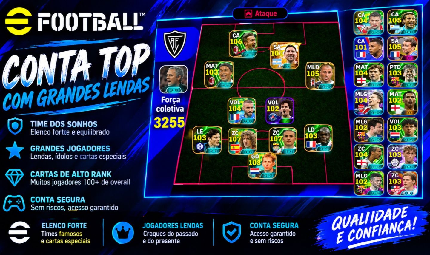 EFootball Mobile | Elenco Forte, Lendas e Cartas 100+