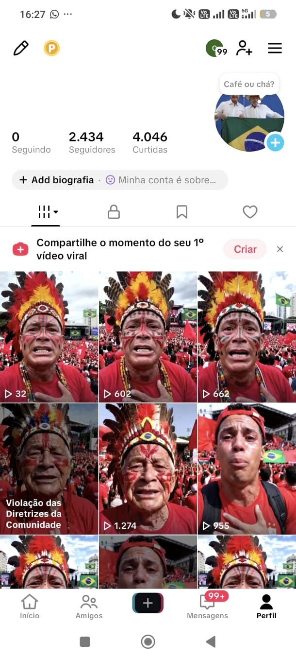 Conta Tiktok Live celular 2k de seguidores