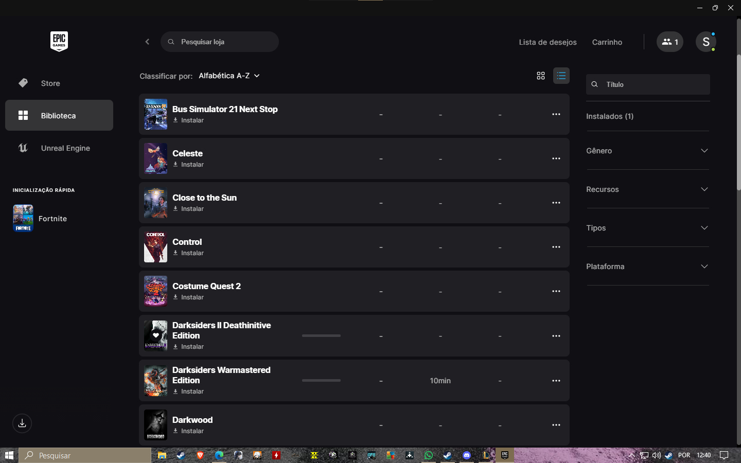 Conta Epic Games com varios jogos