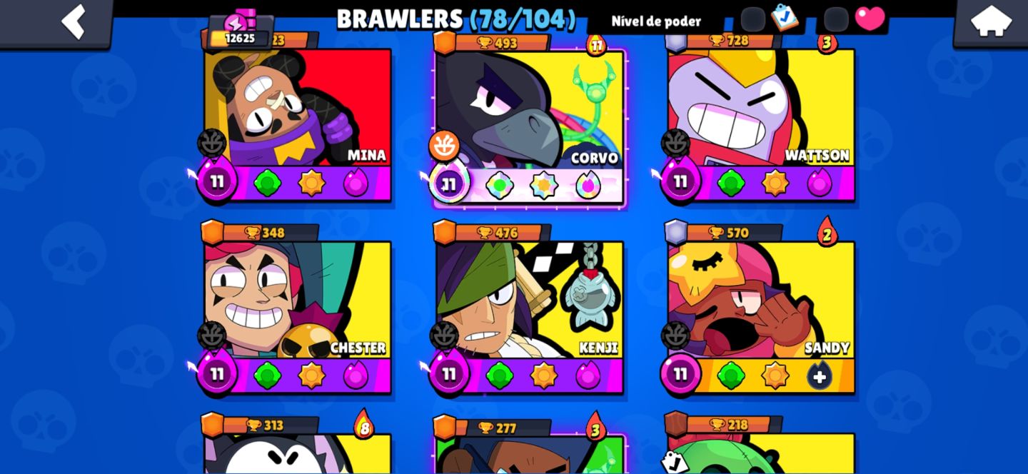 Conta de brawl 12 k de trofeus e 78 brawlers 17 hiper