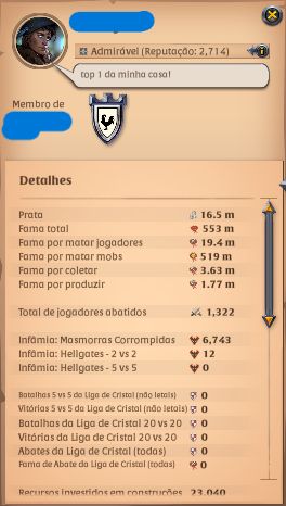 Conta albion online - 553m de fama total - preço negociavel