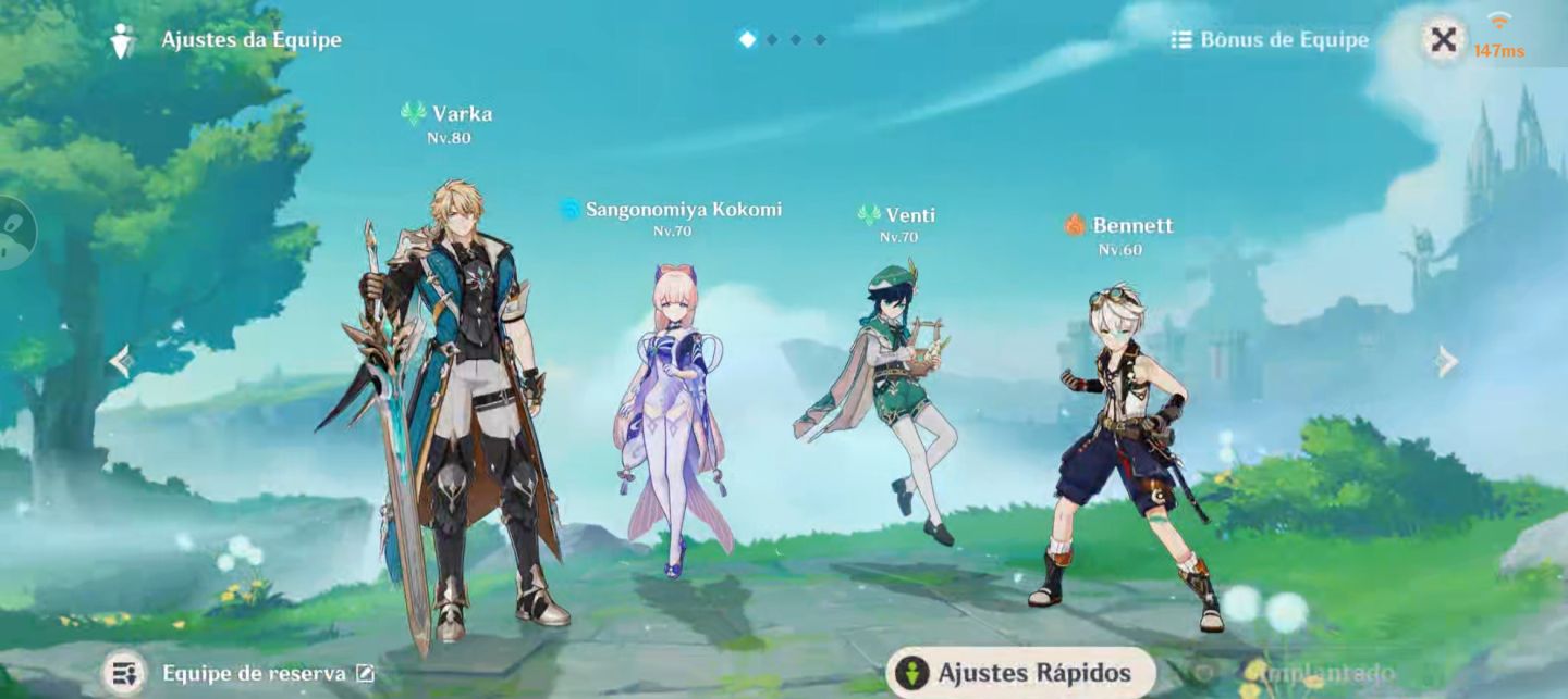 Conta com varka, venti e kokomi além de outros personagens do mochileoro