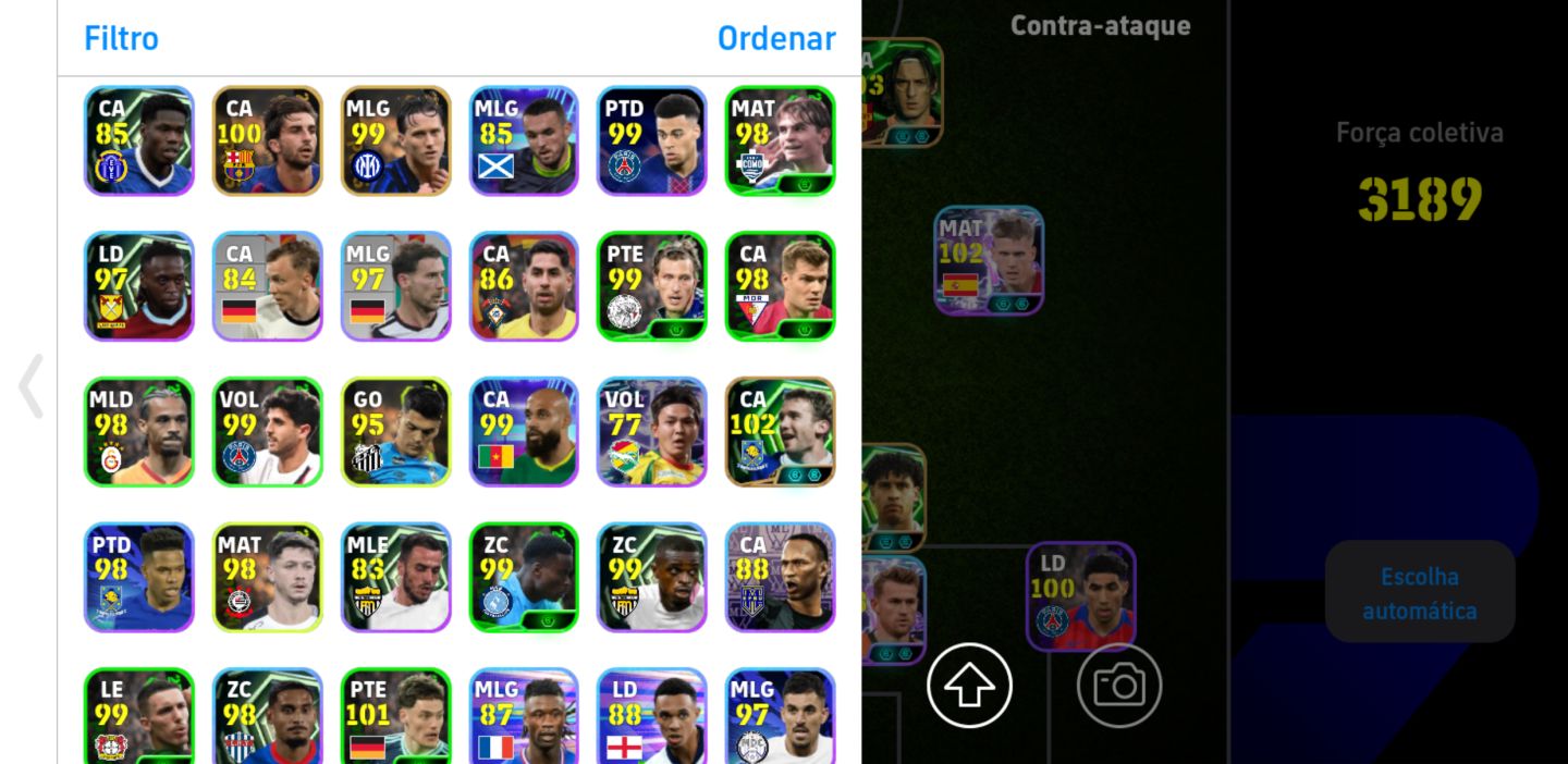 Conta efootball Mobile Éden Hazard 109 + Ronaldinho 104 + Totti 105