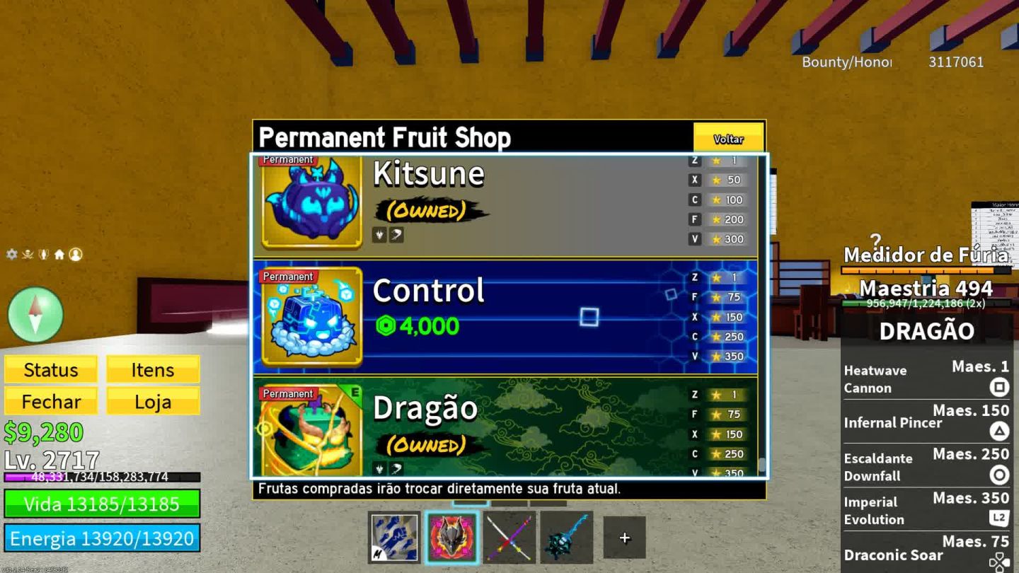 BLOX FRUITS/ Dragon Perm, Kitsune Perm, Tiger perm skin lobo, Budddha perm.