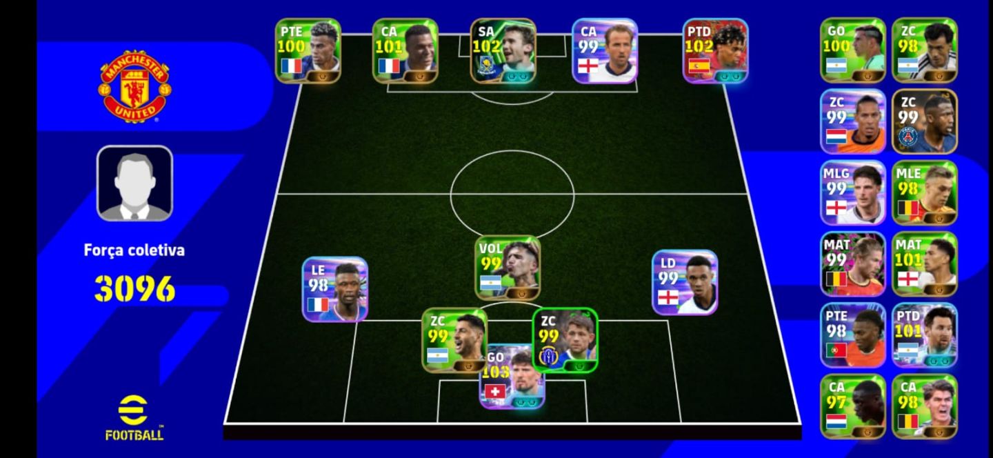 CONTA EFOOTBALL | FORÇA 3096 | 6,7M GP + 4.625 MOEDAS | TIME COMPLETO