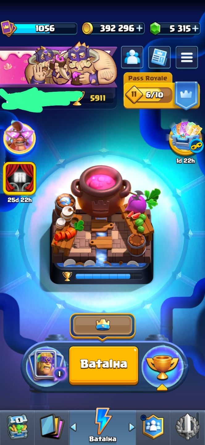 5.900 Troféus | 400k Ouro | 5.300 Gemas | 109/123 Cartas