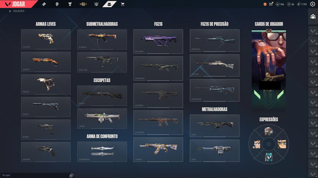 CONTA VALORANT NIVEL 240 COM 40 SKINS COMPRADAS.