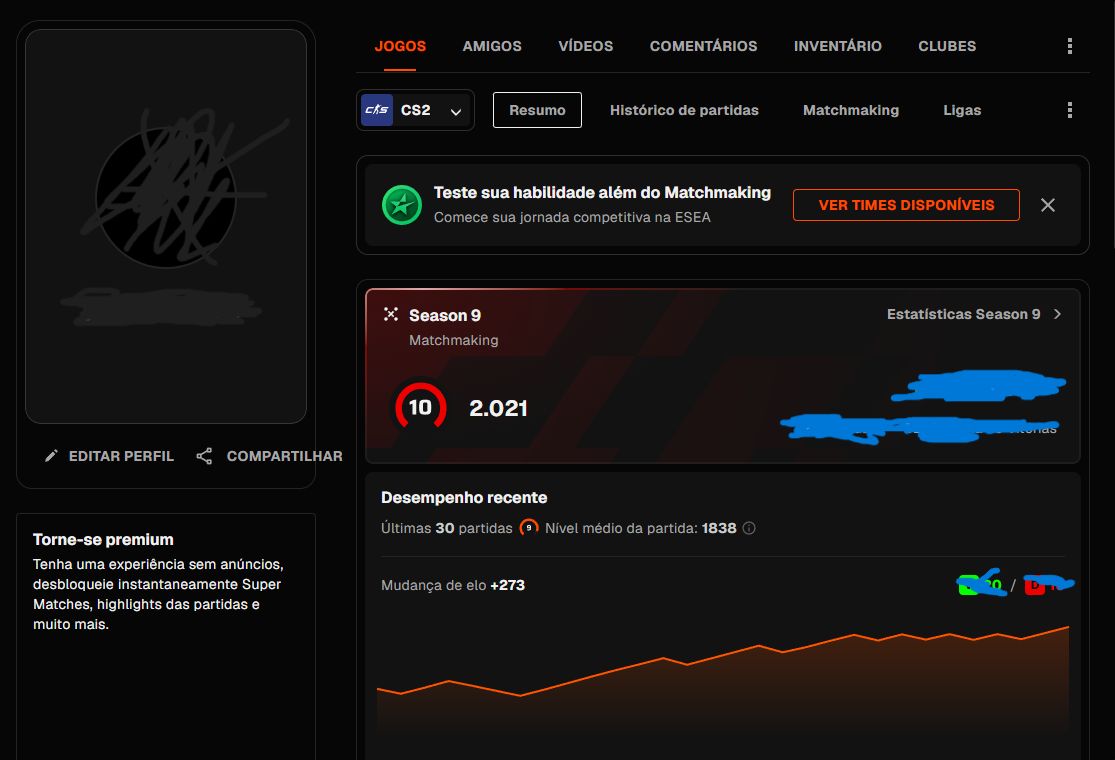 CONTA PRIME CS2 LEVEL 10 FACEIT VERIFICADA + 400 ELOGIOS +INVENTARIO+JOGOS STEAM