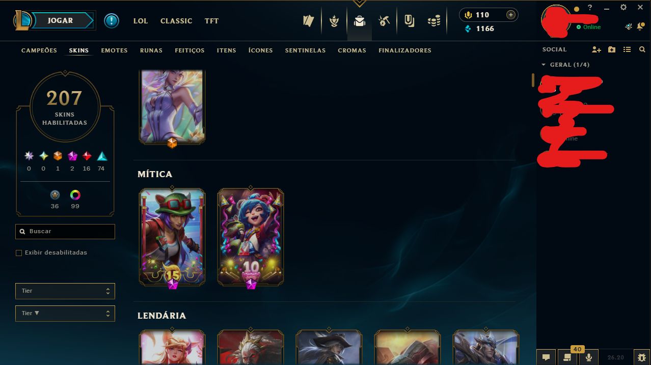 (PROMOÇÃO) CONTA RANK ESMERALDA 165 SKINS