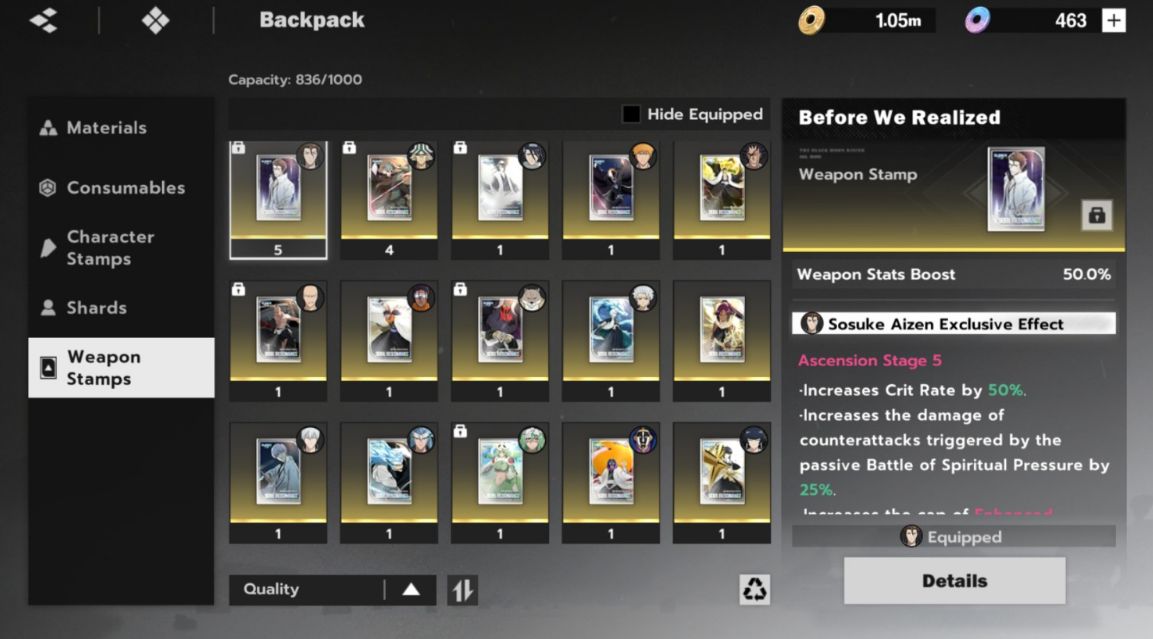 Conta Bleach Soul Resonance Lv79 EndGame AizenB6 + ArmaS5 todos com armas e mais