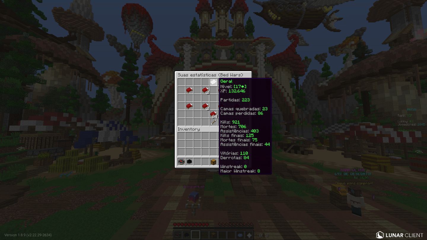CONTA MINECRAFT ORIGINAL + VIP MUSHMC + COSMÉTICOS