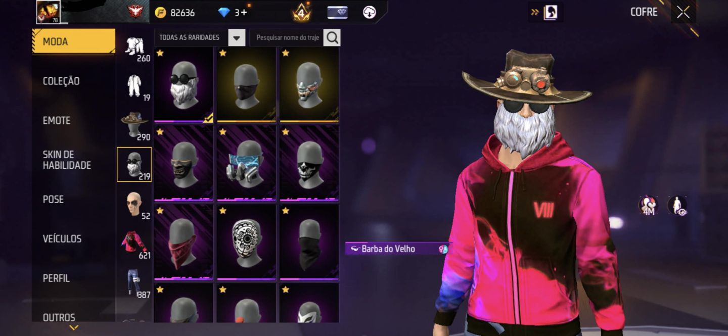 CONTA DE FF GEMADA PASSE STEAMPUNK + FREE FIRE + MESTRE TEMPORADA 8 + PUNHOS