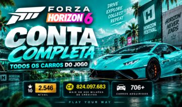 CONTA FORZA HORIZON 6 COMPLETA | NÍVEL 2500 | 800M + TODOS OS CARROS