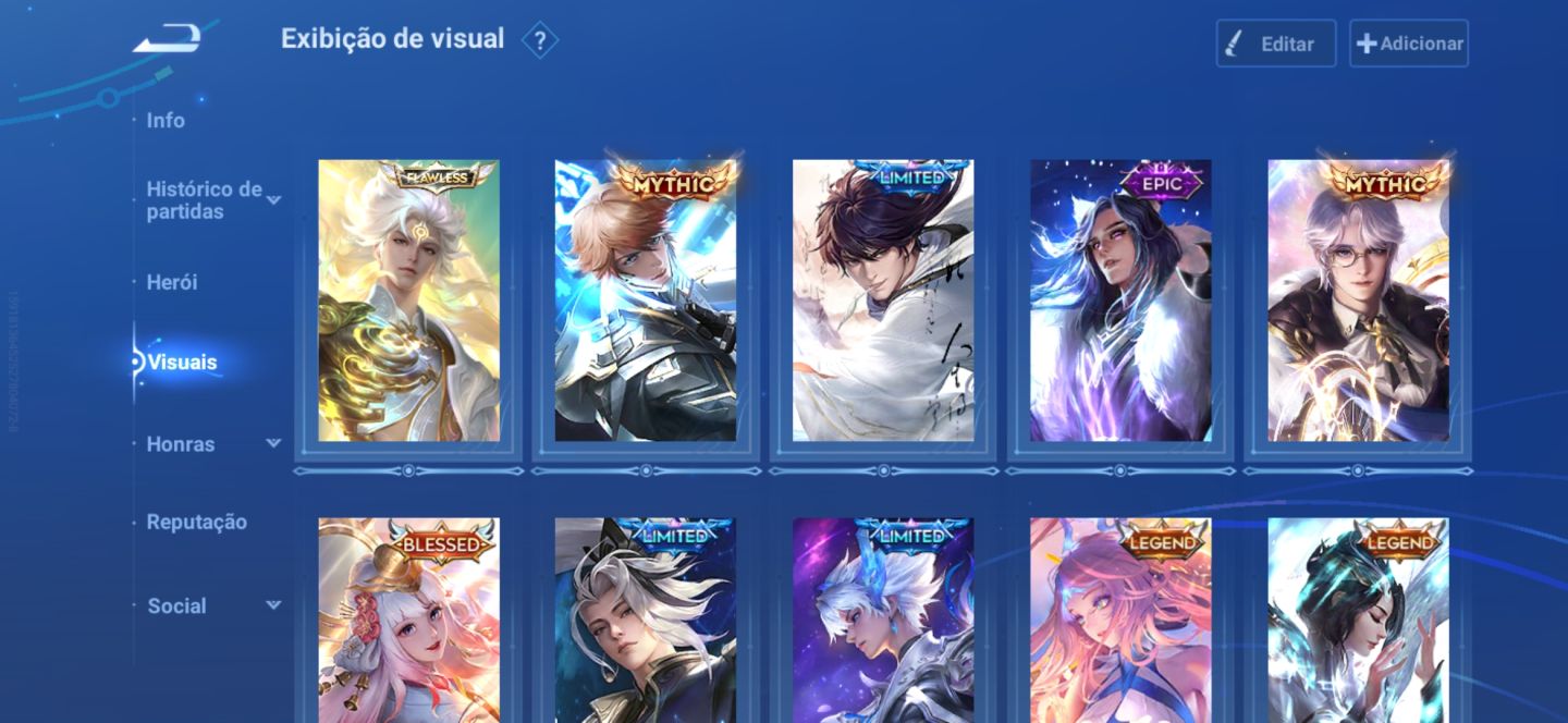 Conta Hok Nobreza 7 com 296 skins 16 Selos lendários