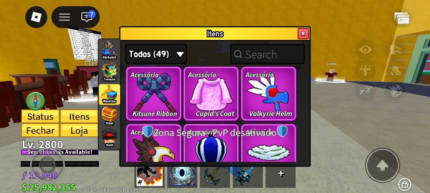 CONTA BLOX FRUITS LV 2800 + PERMANENTES + 6 MÍTICAS NO INVENTÁRIO