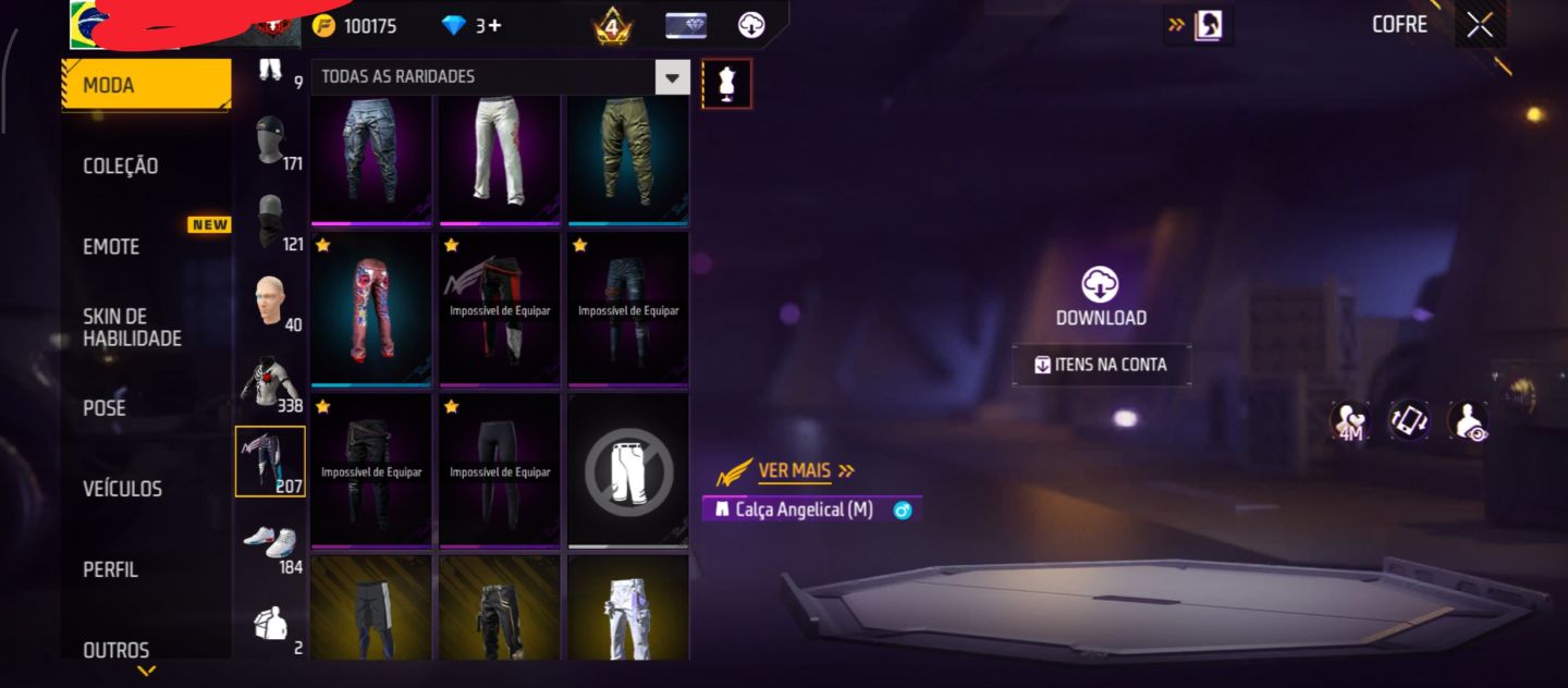 CONTA DE FREE FIRE COM 2 ANGÉLICAL AZUL E VERMELHA