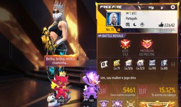Conta de free fire nivel 75 gemada chance única