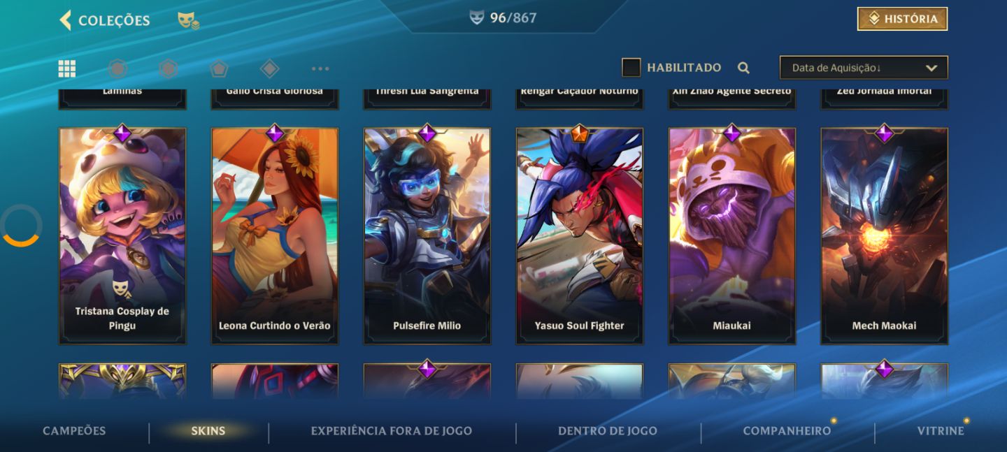 Conta tunada do wild rift Beta, criada por mim