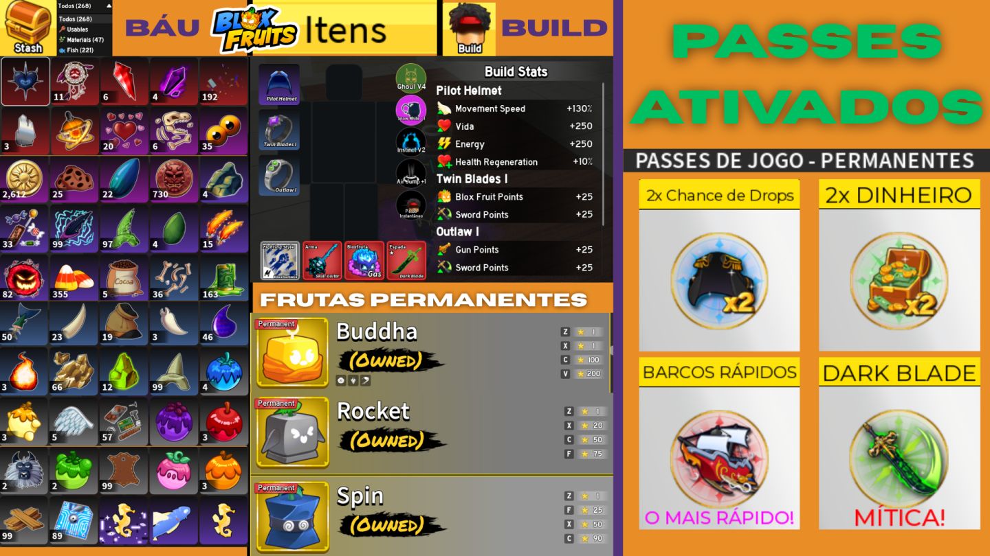 Conta Blox Fruits + The Forge + Grow a Garden [GAMEPASS E ITENS DE VÁRIOS JOGOS]
