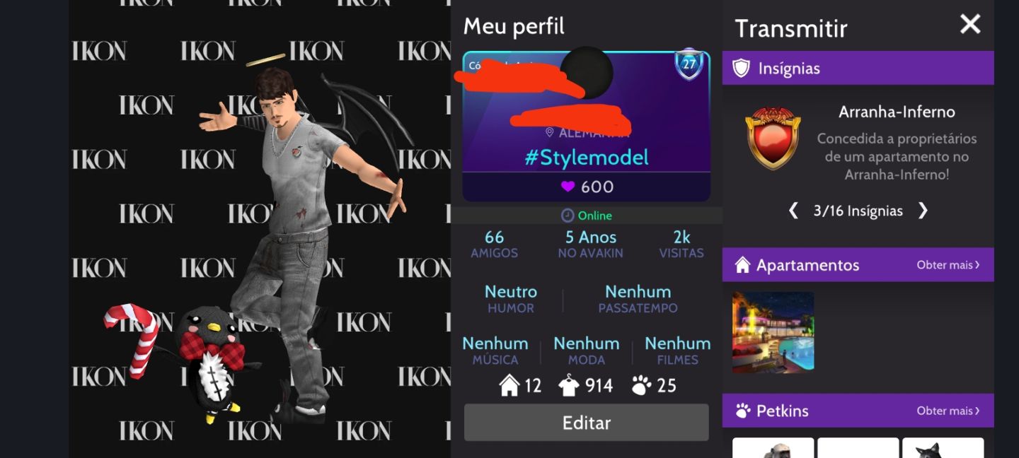 CONTA AVAKIN LIFE MASCULINA COM ITENS RAROS