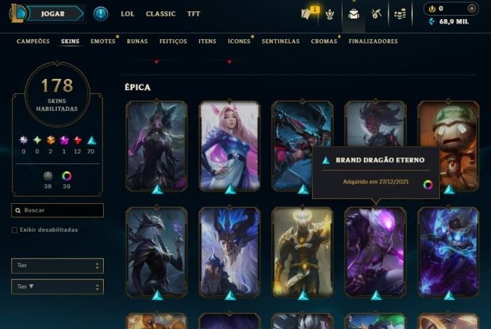 Conta de LOL: Nível 292, esmeralda 2 na flex, platina 2 na solo/duo
