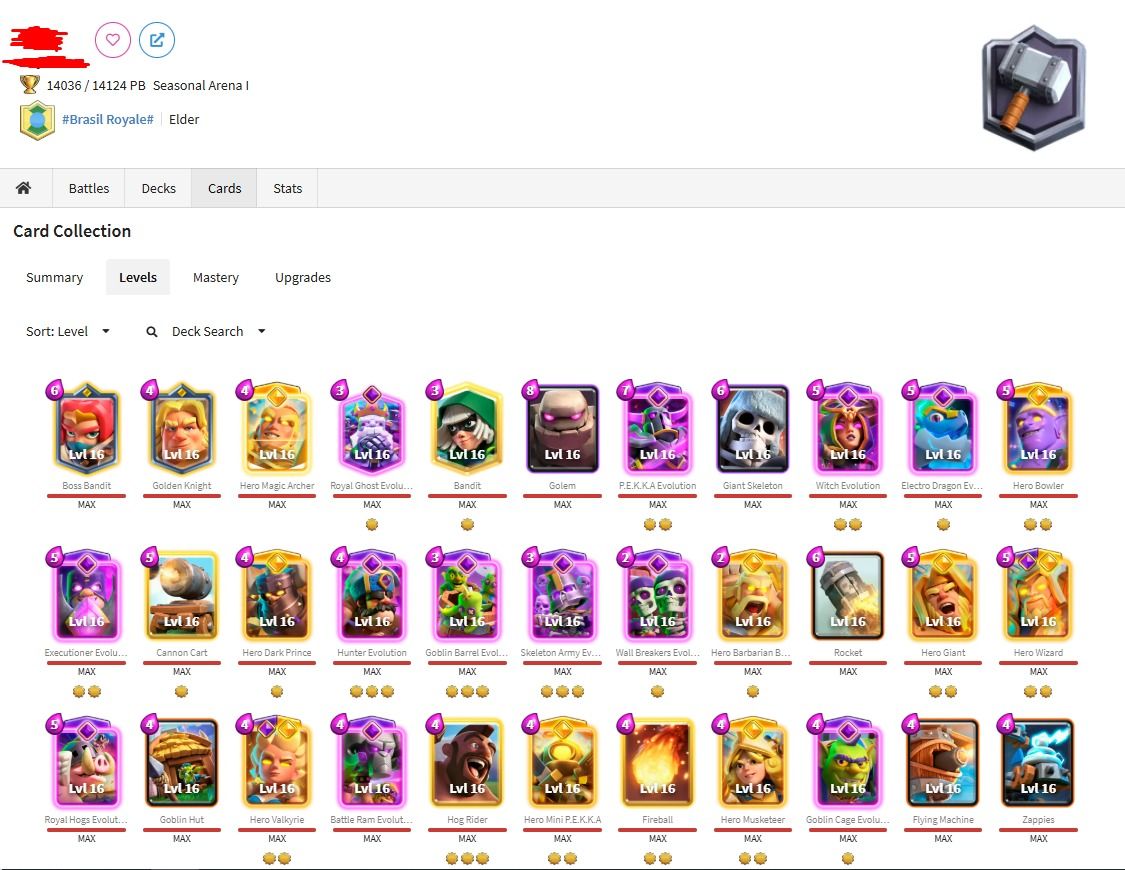 Conta Clash Royale Nível 2052 com 9 anos de Criação