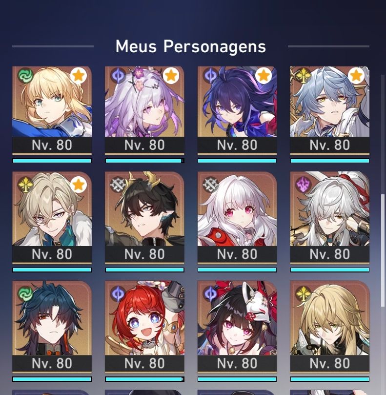 Conta tripla Hoyo (Honkai, Genshin e Zzz) todas nível max com vários personagens