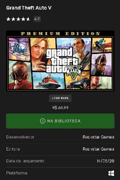 Conta Epic Games com GTA V - Epic Games - GGMAX