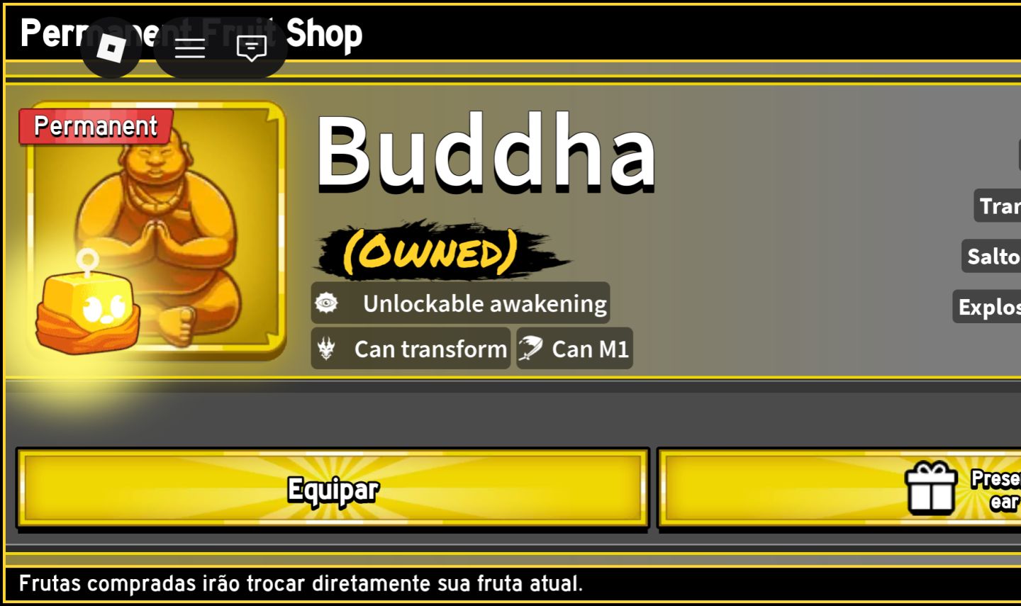 Conta de blox fruits com buddha perm e bastante itens