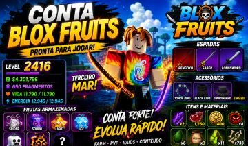 Conta de Blox Fruits com várias skins