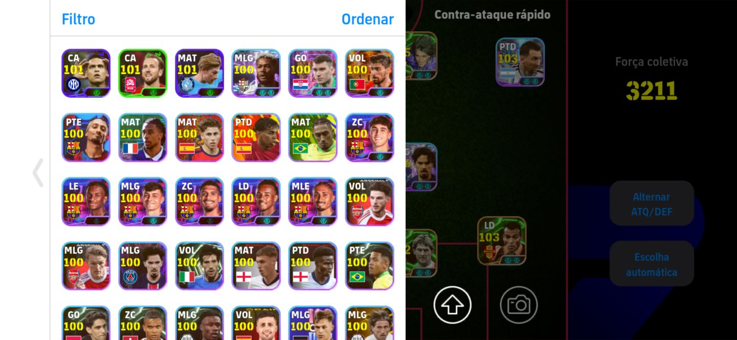 CONTA eFootball Mobile | Força 3211 | Elenco 105/106 | Muitas Cartas Especiais