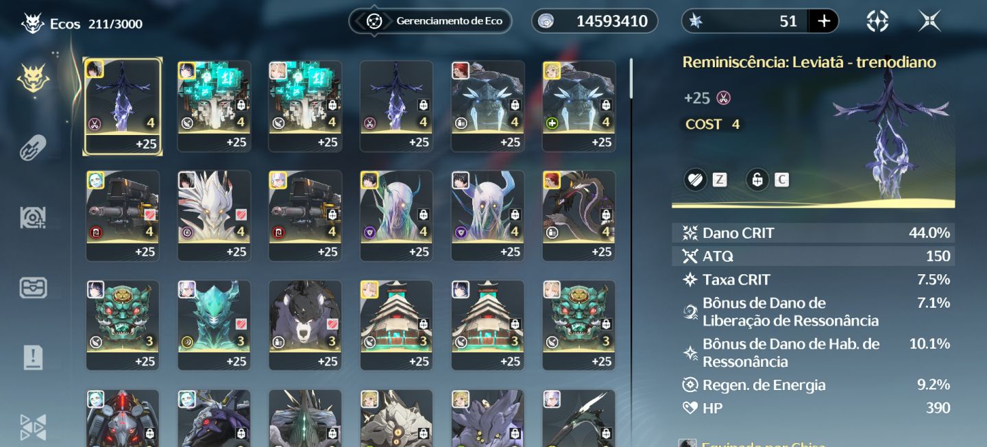 Conta WuWa UL 64 | Yangyang Xuanling S3 + Arma | Lucy S2 + Arma | Lucilla + Arma