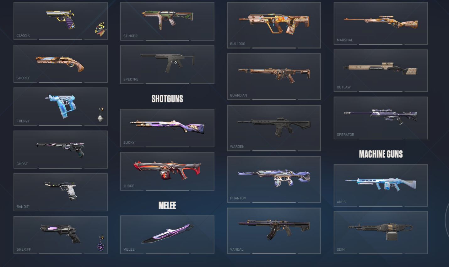 CONTA VALORANT VARIAS SKINS ELO PEAK PLATINA