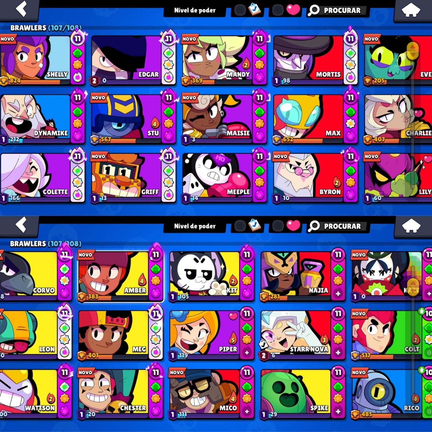 CONTA DE BRAWL STARS | 52K DE TROFEUS | 107 BRAWLERS VARIAS SKINS