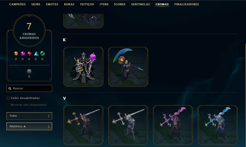 CONTA GOLD 3 / 35 SKINS / KAYN ODISSEIA / YASUO TINTA SOMBRIA COM MOLDURA