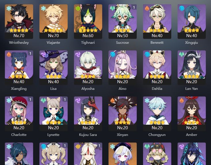 Conta de genshin com wriothesley-server Europa