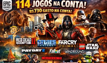 Conta Epic Games com mais de 110 jogos para se divertir