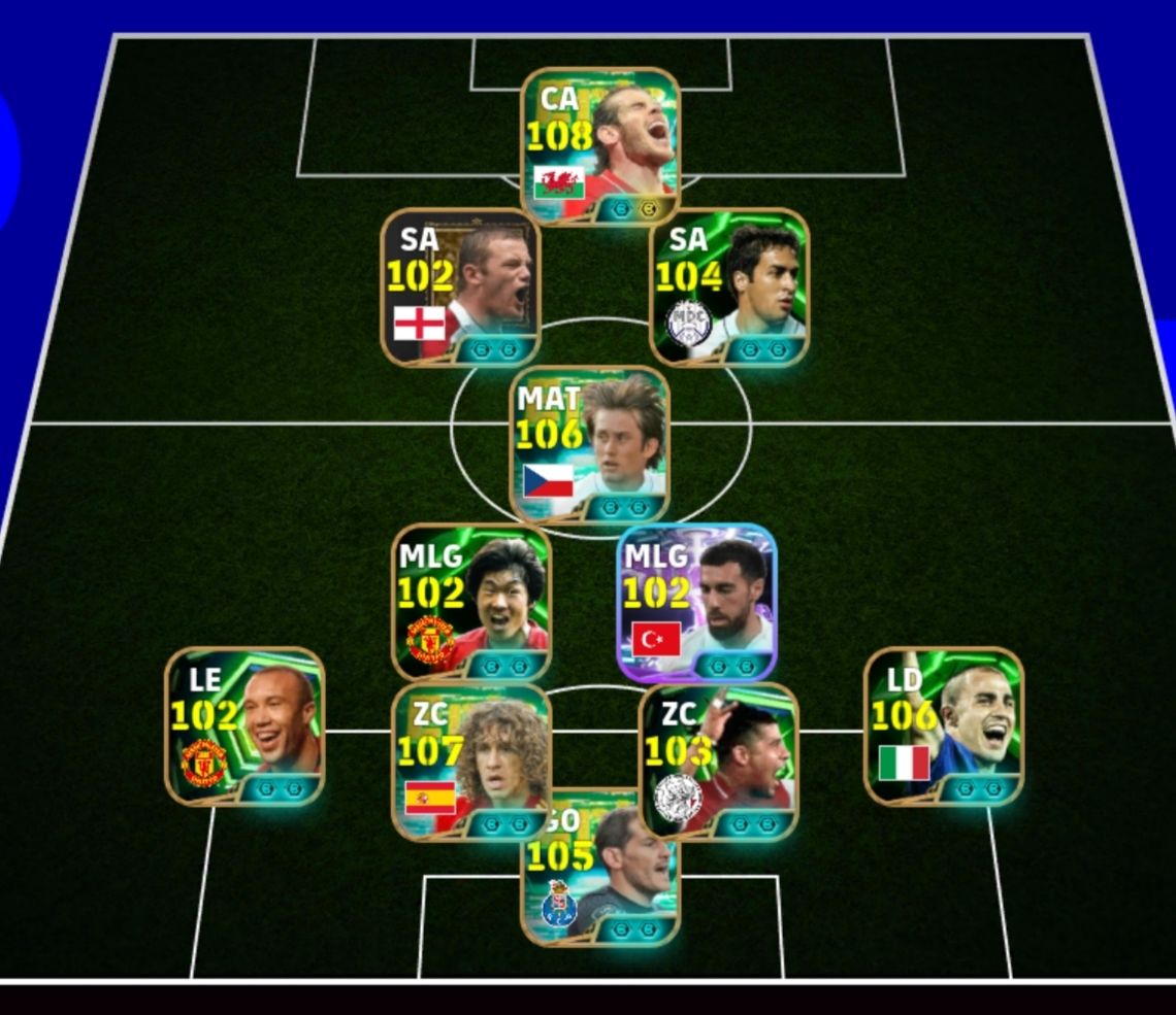 Conta efootball mobile/balé 108,puyol 107,rosicky 106,cannavaro106
