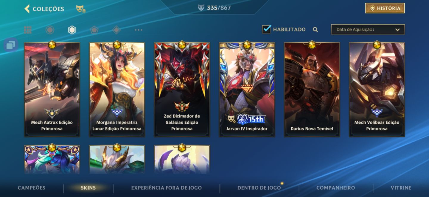 CONTA WILD RIFT MONARCA/LENDA 65,8K COLECÃO MAIN TOP
