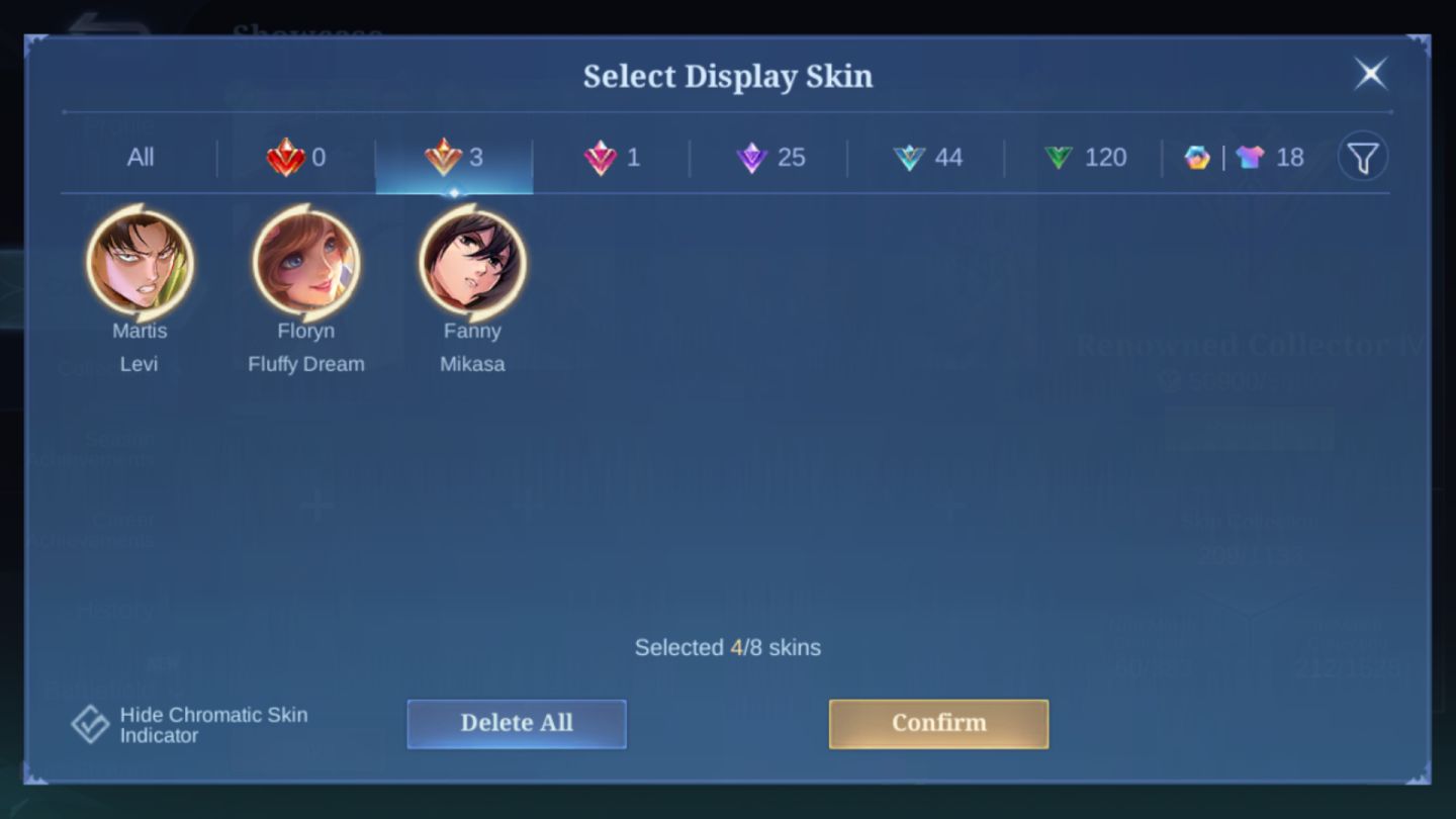 Conta Mobile Legend / AOT MIKASA Fanny & LEVI Martis / ANNUAL-STAR Lesley & Mais