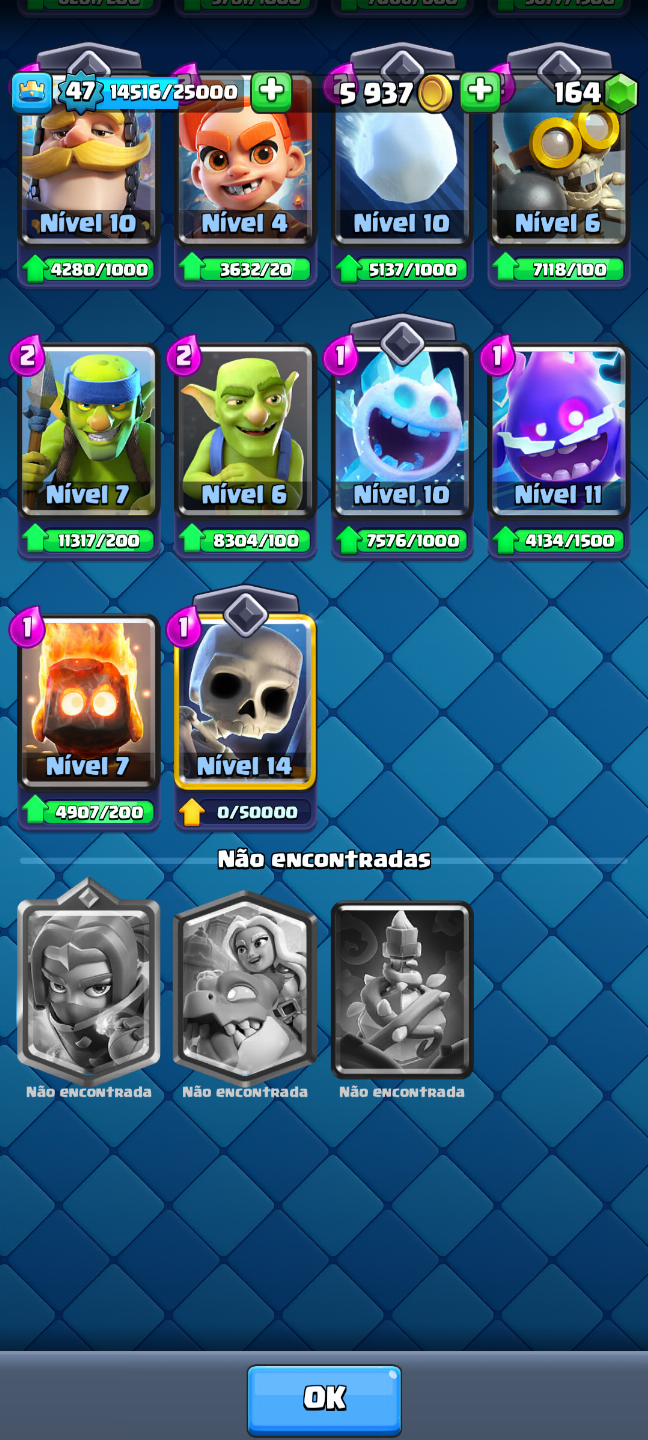 Conta Clash Royale, bem upada, cheio de cartas