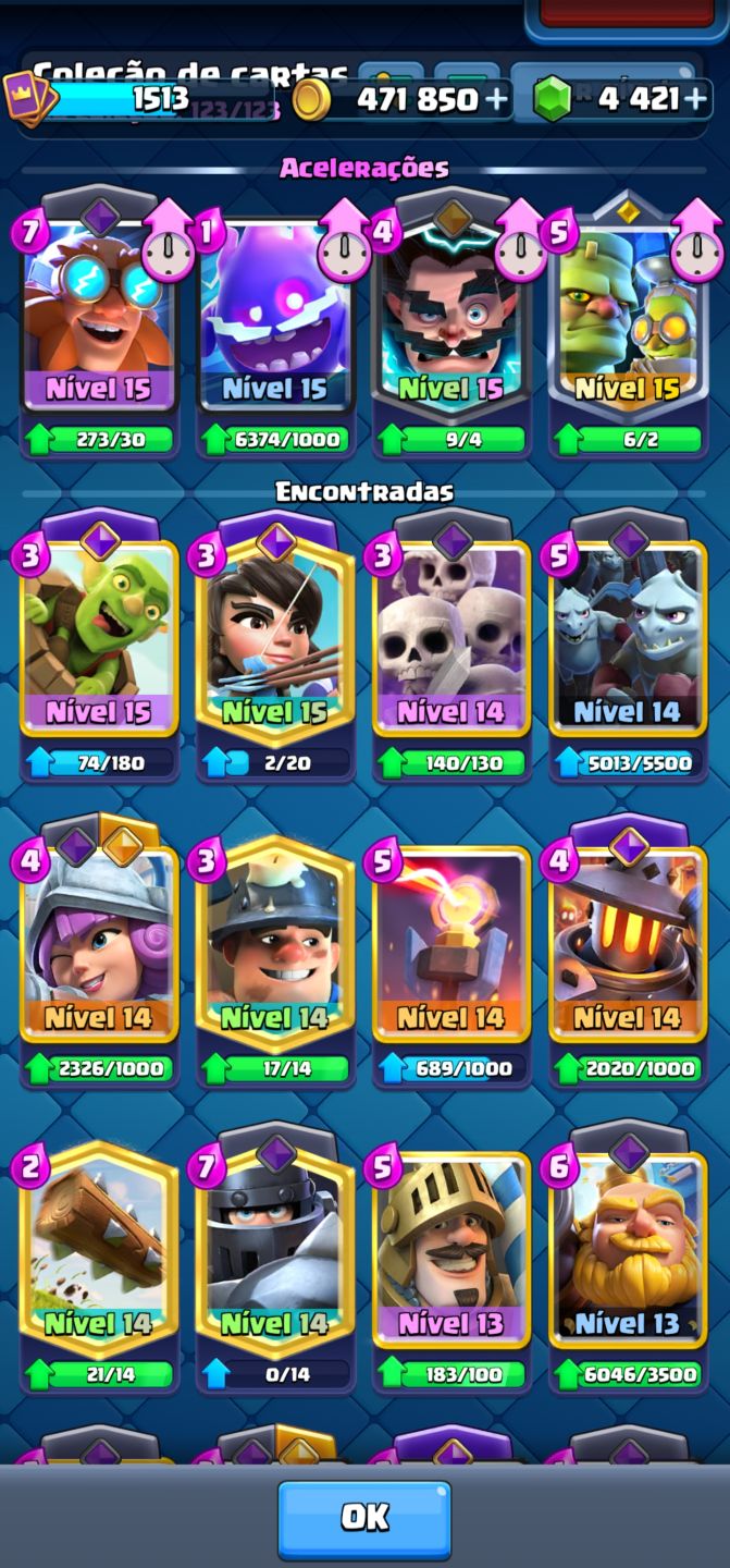 CONTA CLASH ROYALE NÍVEL 15 | 13.095 TROFÉUS | 4.400+ GEMAS | DECKS NÍVEL MÁ