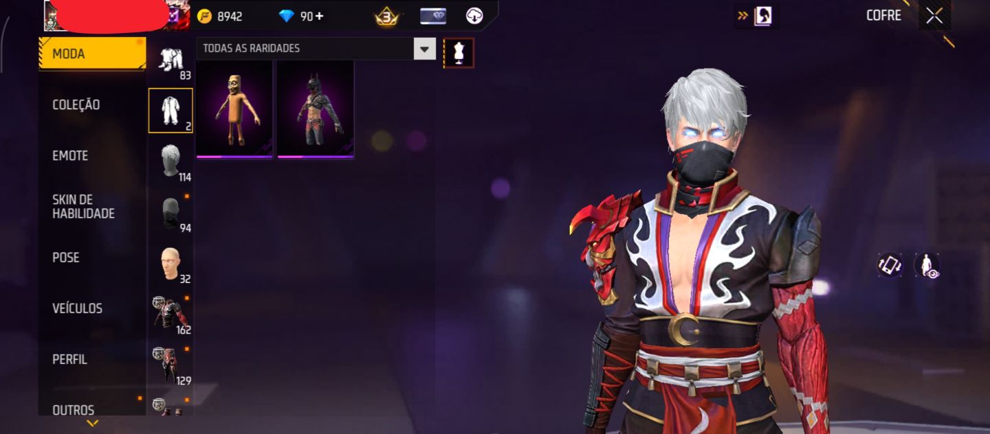 Conta de free fire de 2020 com várias skin de armas é roupas