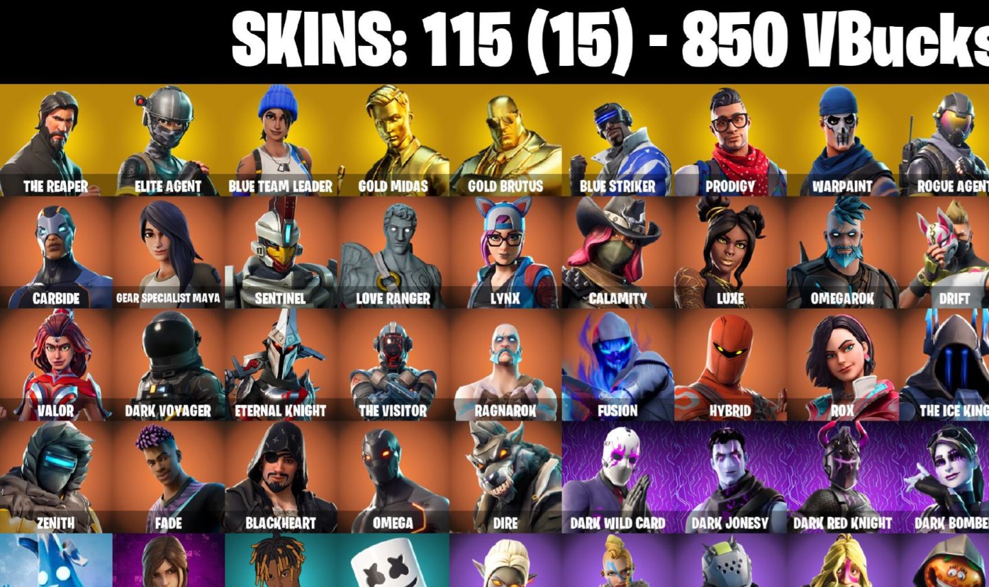 115 skins OG STW Ultimate Edition The Reaper Gold Midas Rogue Agent lara 850 VB