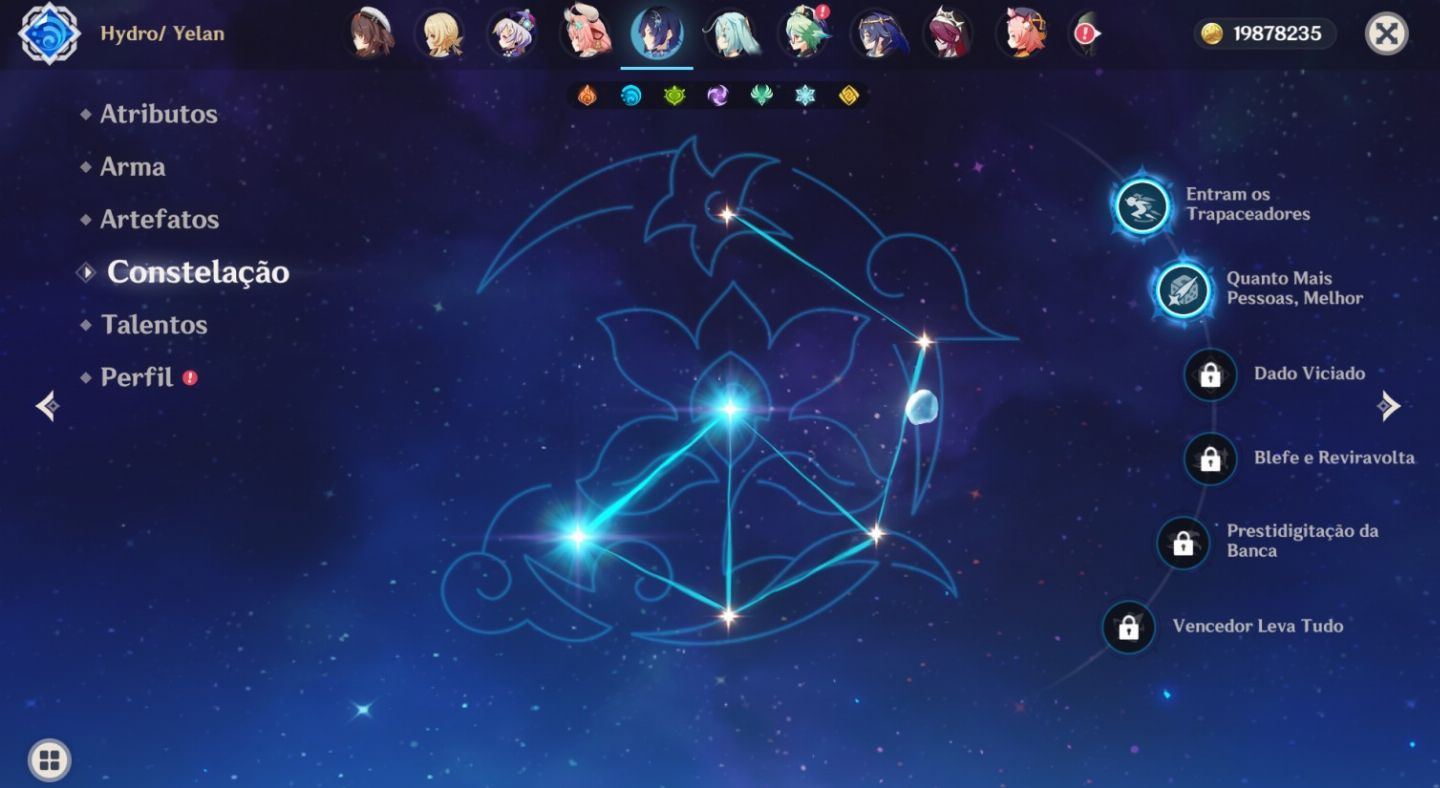 CONTA GENSHIN IMPACT AR60 HUTAO C4+BIS+SKIN, YELAN C2+SKIN+BIS E MUITO MAIS