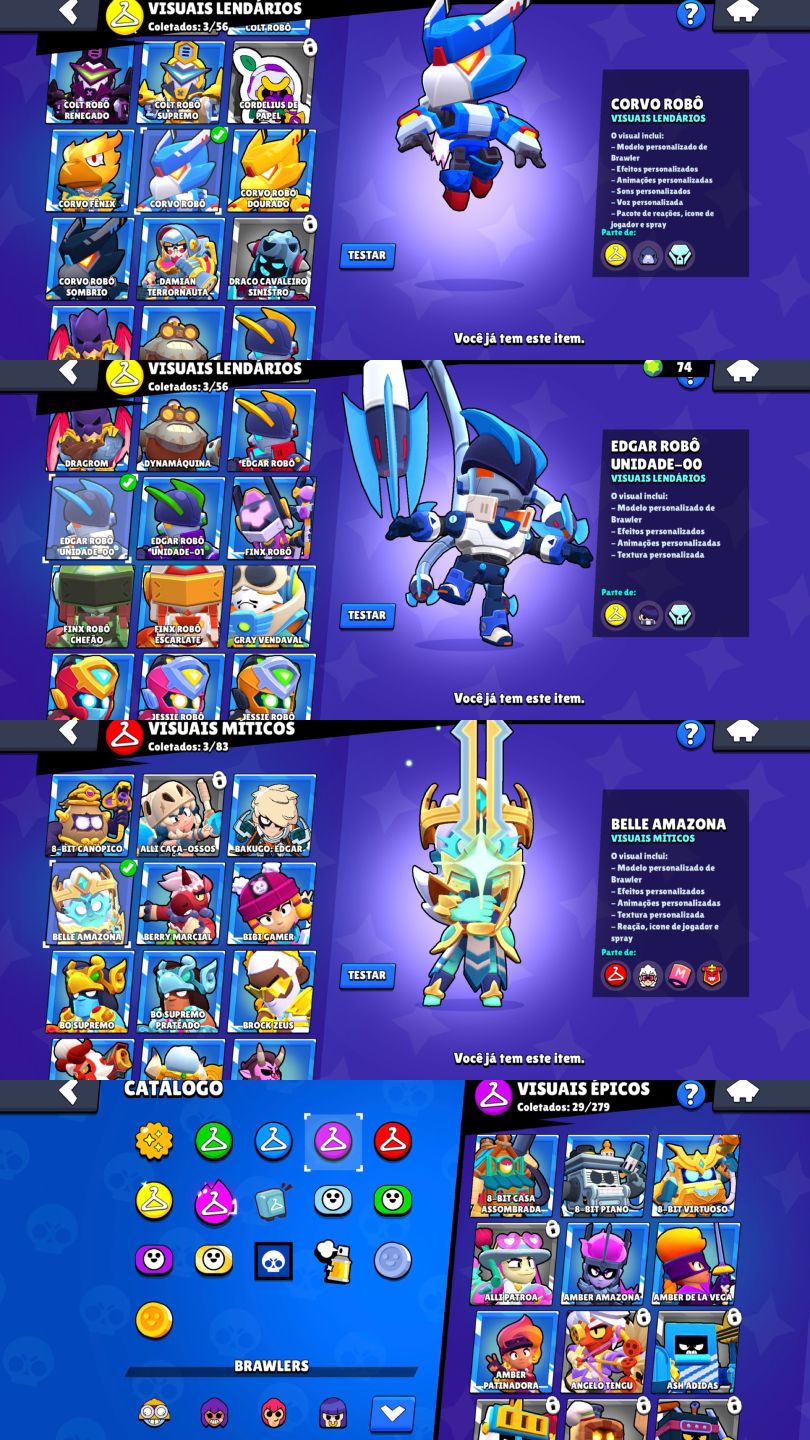 CONTA DE BRAWL STARS 15.7K DE TROFEUS |80 BRAWLERS | 4 SKIN DE HIPER