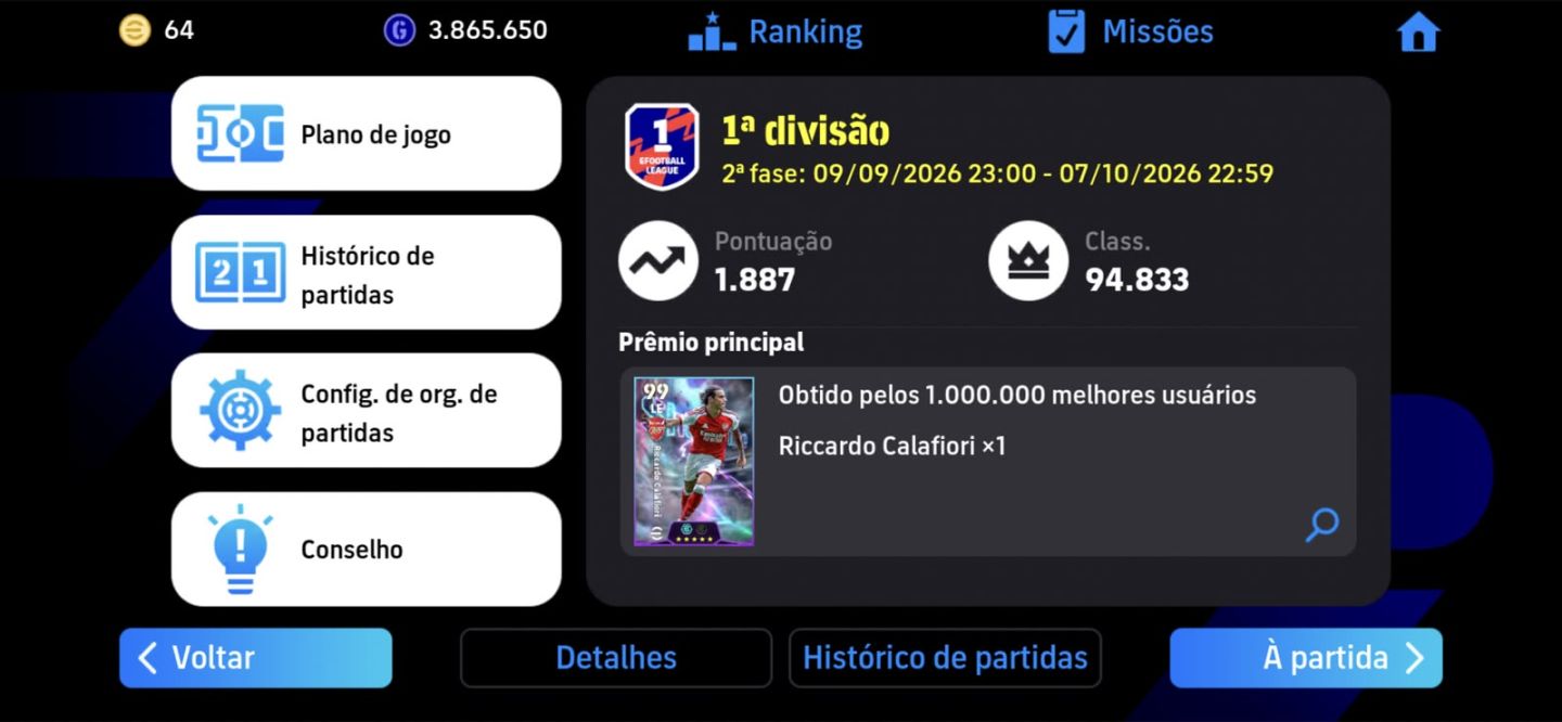 Serviço de Evolução para a 1 Divisão